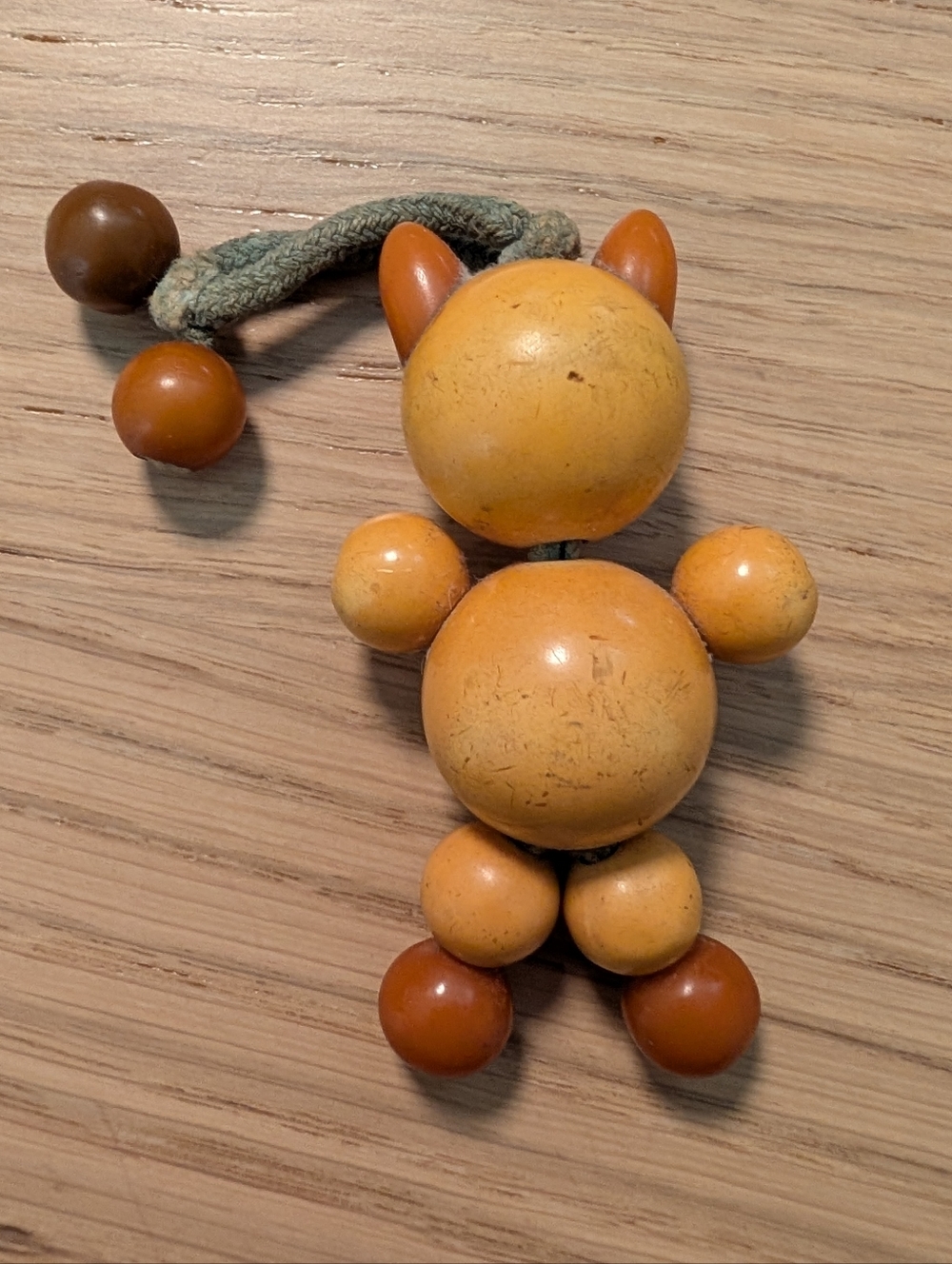 Vintage Bakelite Crib Toy- Original Butterscotch Beads And String